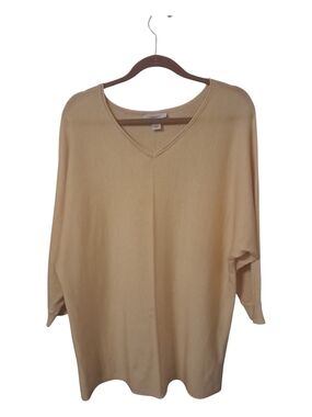 CJ Banks Cream V-Neck Lightweight Sweater